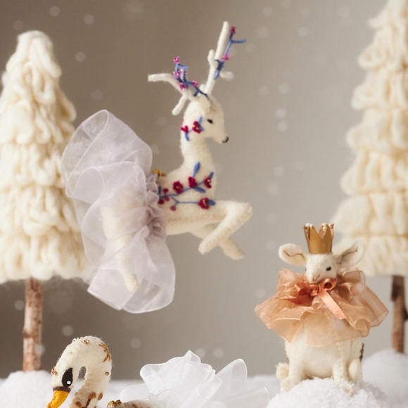 NWT Anthropologie Felt Swan Winter Ballet Christmas Ornament - Picture 2 of 2
